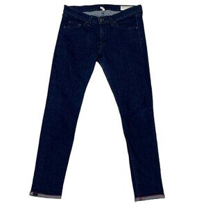 Rag & Bone Jean Capri Skinny Rolled Hem Era Wash Blue Denim Size 28